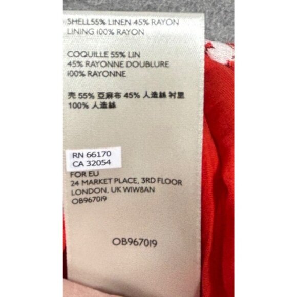 Free People All Mine Red Floral One Shoulder Mini Dress‎ S Linen Blend - Picture 4 of 6